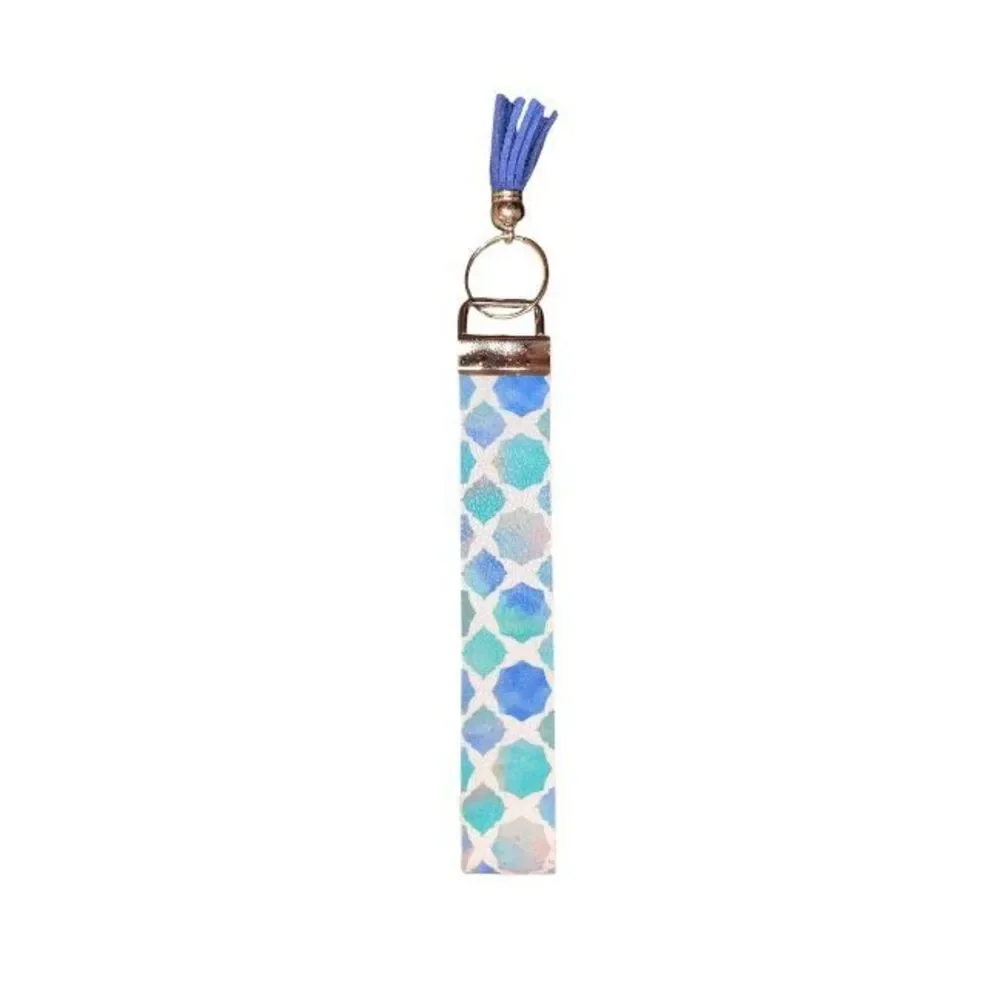 ☀️3/$9☀️ Faux Leather Keychain Wristlet with Dark Blue Tassel